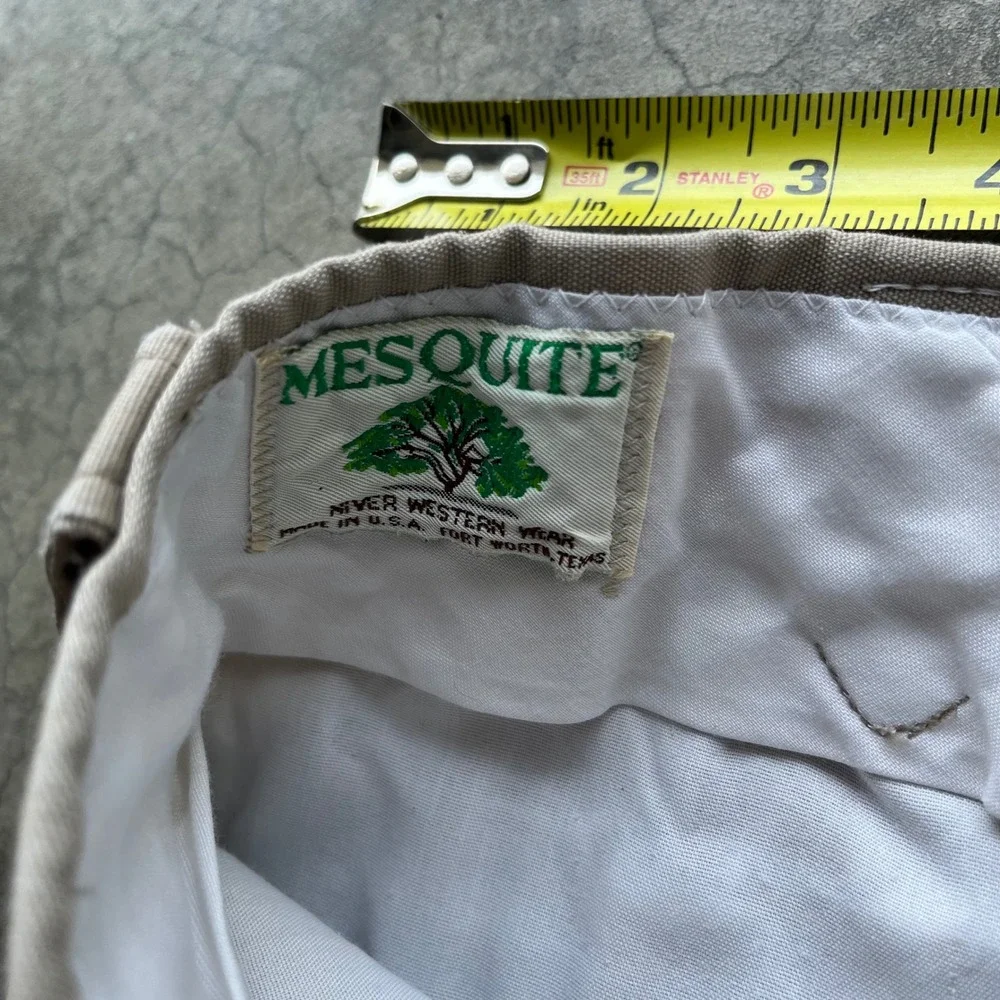 Vintage Mesquite Niver Western Wear Pants Tan WideLeg Workwear Made in USA 32x26